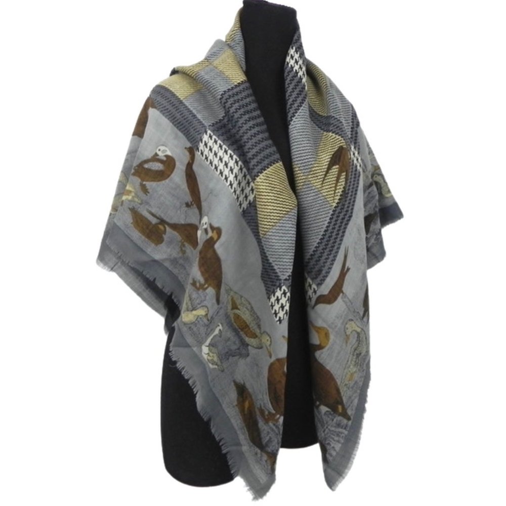 Duck Motif Silk Scarf or Shawl